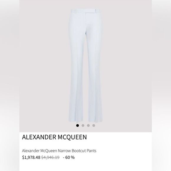 Alexander McQueen 585076QEAAA Narrow Bootcut Pants Spring Blue 44/8 NWT $1978 - Picture 4 of 7